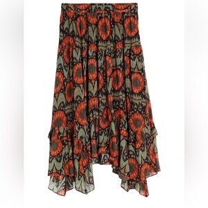 Ulla Johnson Red and Green Patterned Skirt